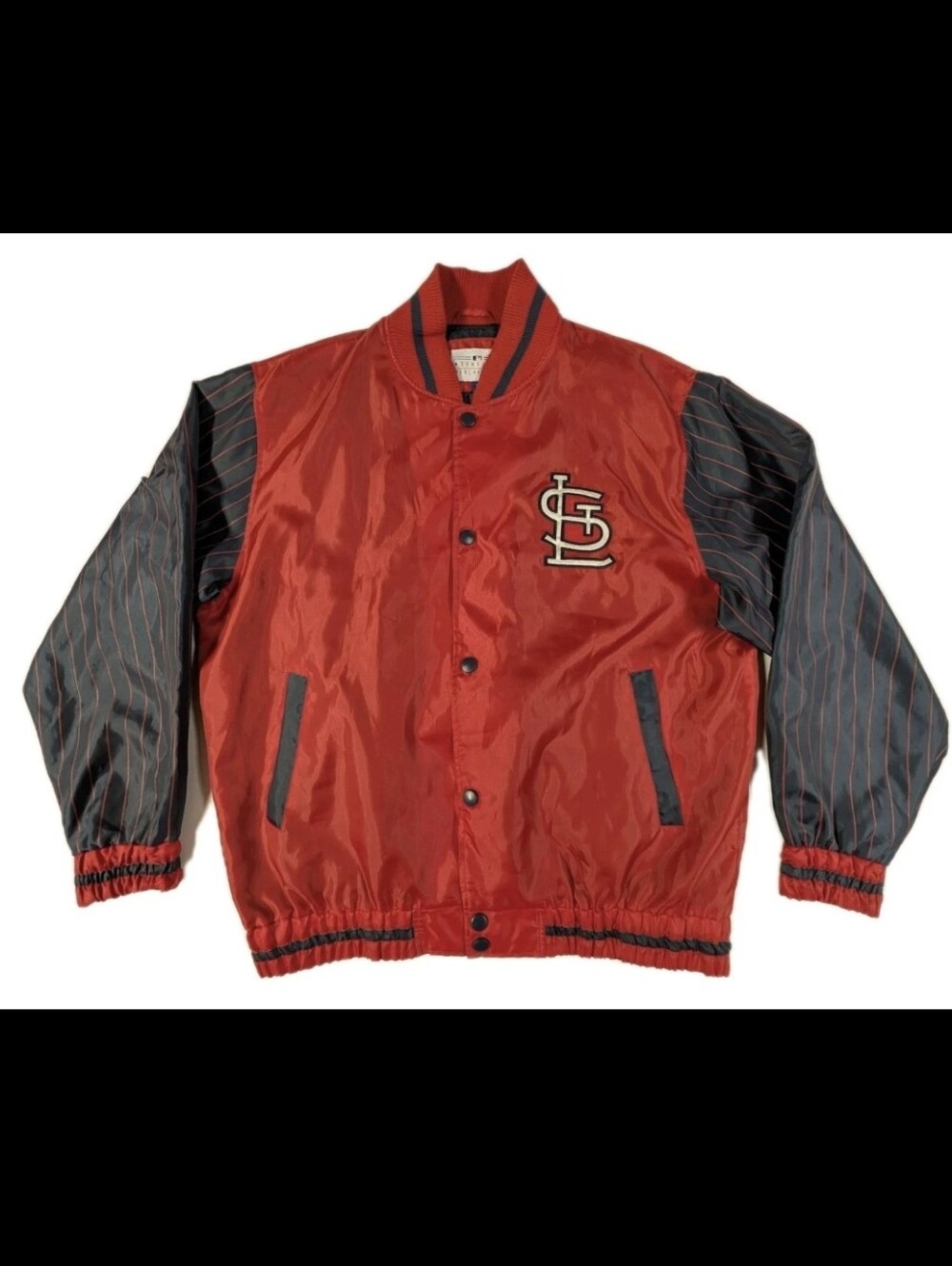 St Louis Cardinals Pinstripe Snap Bomber Jacket Large MLB Genuine Merchandise